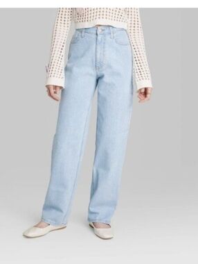 Wild Fable Women's 90's Relaxed Straight Low Stretch Glitter Light Wash SIZE 00